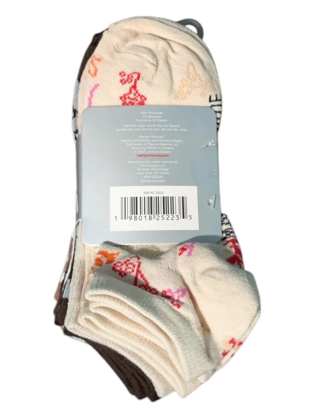 Marilyn Monroe Low Cut Socks - Brown & Cream Floral Print (10 Pairs)